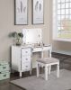 Traditional Formal White Color Vanity Set w Stool Storage Drawers 1pc Bedroom Furniture Set Tufted Seat Stool