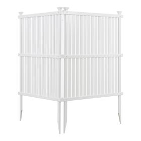 Privacy Screen Panels Kit Air Conditioner Trash Can Enclosure Vinyl white color