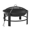 28" Round Wood Burning Fire Pit, Steel Frame