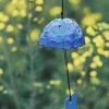 Japanese Cast Iron Wind Chimes Hanging Decoration Hydrangea Vintage Summer Temple Wind Chimes Camping Canopy Bell, Blue