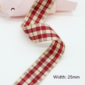 Solid Color Scottish Plaid Ribbon Hand-made DIY Clothing Ornament Bouquet Gift Packaging (Option: A313 Plaid Ribbon 25mm-A313-25mm25 Code Volume)