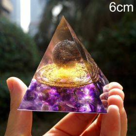 Natural Tiger Eye Orgonite Pyramid Heal Crystals Ball Energy Generator Reiki Chakra Multiplier Orgone Amethyst Meditation Stone (Color: 6cm6)