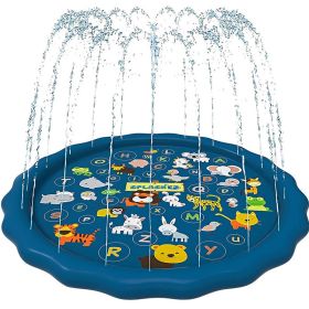100/170 CM Children Pet Water Mat Summer Beach Inflatable Water Spray Pad Lawn Swimming Pool Mat Pet Sprinkler Outdoor Game Toy (Color: 170cm Dark blue)